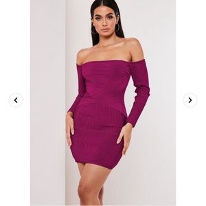 Premium Purple Bandage Bardot Mini Dress US 6